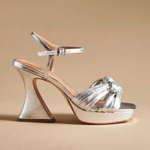 NIB VIncenza Knotted Platform Heels Sz 36 EU / US 5-5.5 Anthropologie Silver